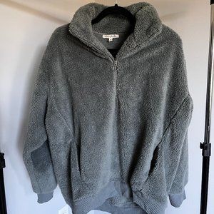 Express One Eleven Sherpa Quarter Zip in Slate